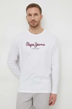 Bavlnené tričko s dlhým rukávom Pepe Jeans Eggo Long biela farba, s potlačou