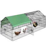 PawGiant Chicken Coop Run Cage Upgrade 86.6"×40"×38" Metal Chicken Fence Pen Pet Playpen Enclosures with Protection Cove