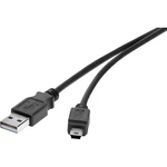 Renkforce #####USB-Kabel USB 2.0 #####USB-A Stecker, #####USB-Mini-B Stecker 30.00 cm čierna pozlátené kontakty