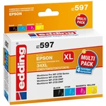 Edding Ink cartridge náhradný Epson 34XL /T3471/T3472/T3473/T3474 kompatibilná kombinované balenie čierna, zelenomodrá,