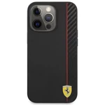 Kryt na mobil Ferrari Smooth and Carbon Effect na Apple iPhone 13 Pro Max čierny ochranný kryt na mobilný telefón • určený pre Apple iPhone 13 Pro Max