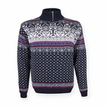 Svetr KAMA Retro 50% Merino - Norský vzor 471 - modrý Velikost: S