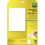 Sigel LA230 etikety 210 x 297 mm papier  biela 25 ks premiestniteľné univerzálne etikety  25 Blatt A4