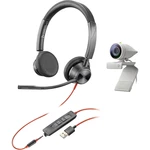 Polycom 2200-87130-025 náhlavná sada stereo jack 3,5 mm, s USB káblový na ušiach čierna