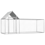[EU Direct] vidaxl 144554 Outdoor Chicken Coop 3x1x1.5 m Galvanised Steel House Cage Foldable Puppy Cats Sleep Metal Pla