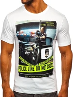 T-shirt pentru bărbat cu imprimeu alb Bolf 6298