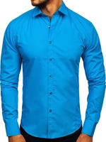 Cămașă elegantă mâneca lungă turcoaz Bolf 1703
