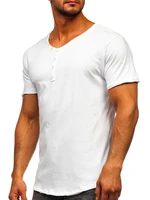 Tricou alb barbati cu decolteu Bolf 4049