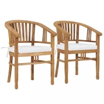 Zahradní židle s poduškami 2 ks  teakové dřevo Dekorhome Krémová,Zahradní židle s poduškami 2 ks  teakové dřevo Dekorhome Krémová