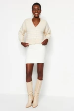 Trendyol Stone Soft Textured Striped Knitwear Cardigan