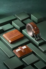 Polo Air Boxed Sport Tan Men's Wallet Belt Card Holder Set
