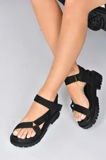 Fox Shoes Women's Black Fabric Sandals