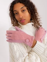Světle růžové dámské rukavice s knoflíkem