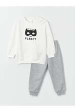 LC Waikiki Baby Boy with a Crew Neck Printed Sweatshirt and Tracksuit Bottoms 2-Pack