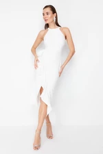 Trendyol Bridal White Flounce Detailed Evening Dress