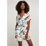 Women's jumpsuit with a short viscose belt in white sandy fruit color Women's jumpsuit with a short viscose belt in white sandy fruit color