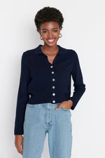 Trendyol Navy Blue Crop Basic Knitwear Cardigan