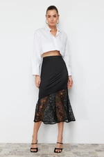 Trendyol Black Lace Detailed Satin Skirt