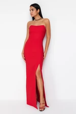 Trendyol Red Body-Fitting Woven Long Evening Dress