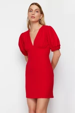 Trendyol Red A-Line Back Datay Balloon Sleeve Woven Mini Dress