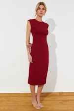 Trendyol Claret Red Fitted Midi Woven Dress