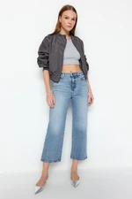 Trendyol Light Blue High Waist Crop Straight Jeans