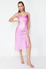 Trendyol Pink-Multicolor Gradient Patterned Lined Satin Evening Dress