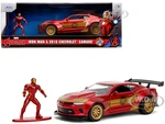 2016 Chevrolet Camaro Red Metallic and Gold and Iron Man Diecast Figure "The Avengers" "Hollywood Rides" Series 1/32 Diecast Model Car by Jada