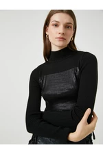 Koton Printed Ribbed Turtleneck Sweater
