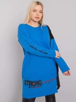 Dark blue tunic of a larger size with long sleeves