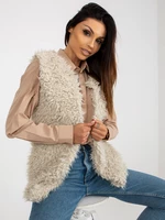 Beige fur vest with lining Sybille