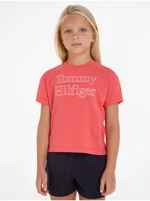 Tmavě růžové holčičí tričko Tommy Hilfiger - Holky