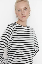 Trendyol White Striped Basic Knitted T-shirt