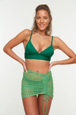 Trendyol Green Geometric Pattern Mini Knitted Pleated Mesh Pareo