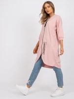 Dusty pink cotton sweatshirt with long zipper