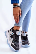 Women's sports shoes on massive platform Big Star KK274386 Black-grey