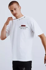 White men's Dstreet T-shirt with print and patches