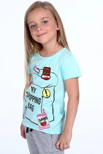 Girls' T-shirt with mint patches