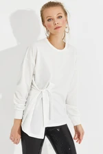 Cool & Sexy Women's White Tie-up Sweatshirt Yi2493