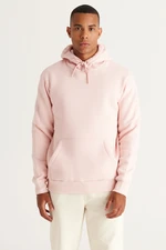 AC&Co / Altınyıldız Classics Men's Powder Powder Standard Fit Fleece 3 Threads Hooded Hooded Kangaroo Pocket Cotton Sweatshirt.