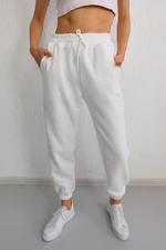 BİKELİFE White High Waist Lycra Jogger Sweatpants