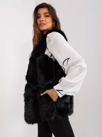 Women's black vest made of eco-fur
