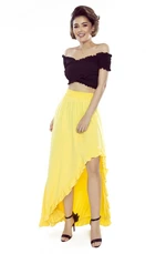 Asymmetrical Maxi Skirt with Frill Bergamo - yellow