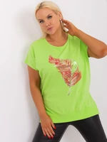 Light green blouse plus size with side slits