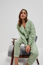 Short cardigan with openwork pattern - green