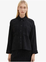 Black Ladies Striped Shirt Jacket Tom Tailor - Women