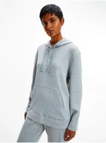 Light Grey Women's Ribbed Hooded Sweatshirt Ease Calvin Klein J - Women