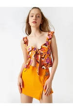 Koton Floral Tie Front Blouse