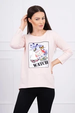 Blouse with 3D Watch graphics powder pink