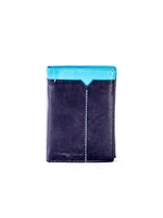Black and blue men's leather wallet